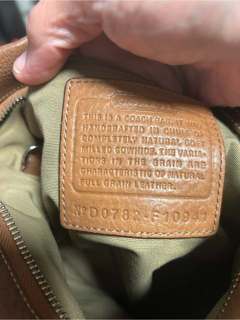 Coach❤️Legacy Camel Pebbled Leather Convertible Bag with Dark Strap F10941